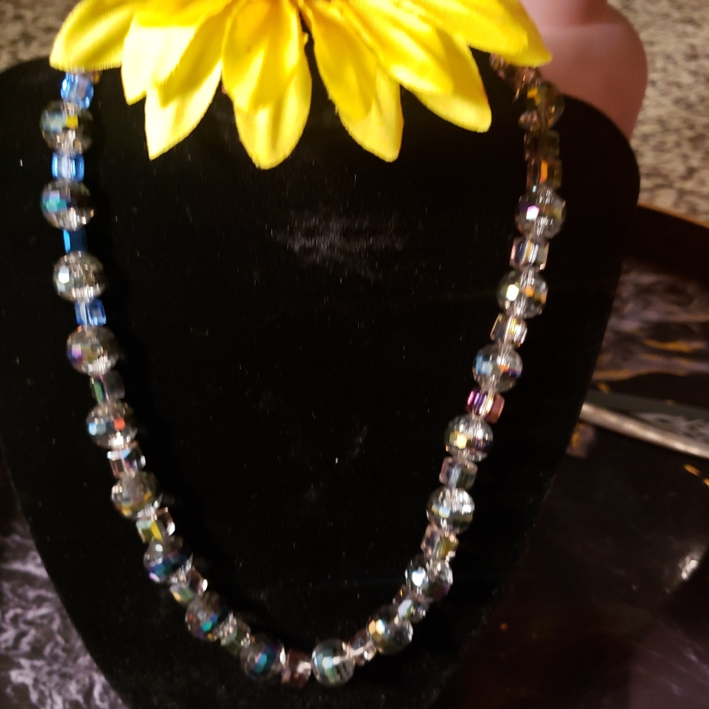 Womens Clear shiny necklace one of a kind jewelry